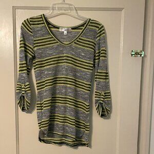 Brightly Striped Top with 3/4 Length Sleeve